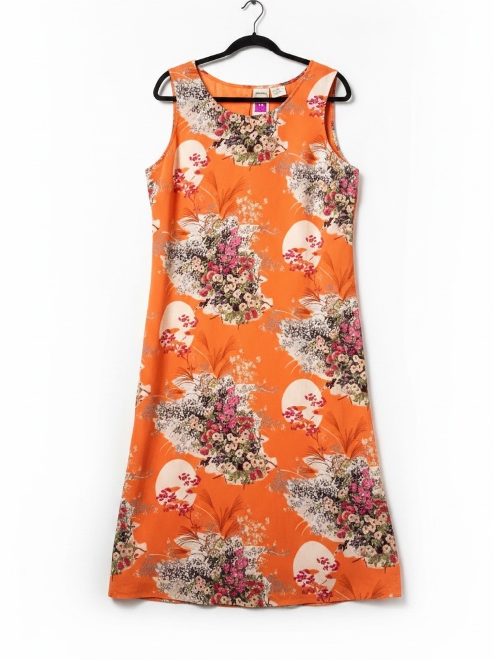 Vintage Y2K ANTTHONY Original Sleeveless Floral Midi Dress Orange Large